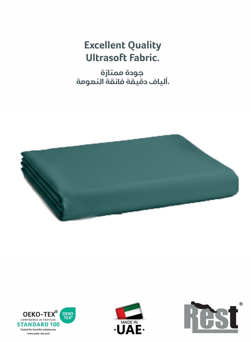 REST Flat Bedsheet 240x260cm Plush Teal Breathable Machine Washbale Bedsheet Extra Soft Easy Fit Highly Breathable Bedding & Linen Cover - Image 2